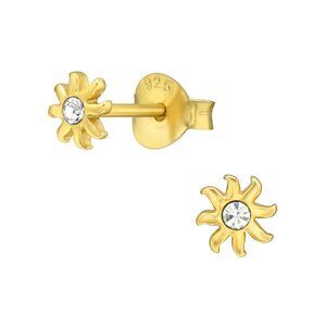14K Gold Vermeil Crystal Sun Stud Earrings​